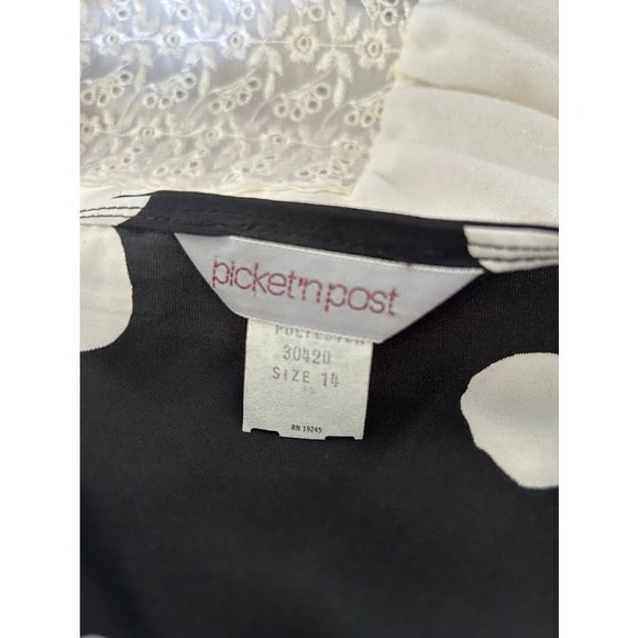 Vintage 80s secretary top size 14 polka dots new old stock puff sleeve - Picture 12 of 12